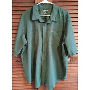 Orvis Classic Collection Short Sleeve Button Down Shirt Hunter Green Sz XXL